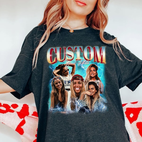 Custom Your Own Photo Rapper Shirt, Personalized Name and Photo 90s Vintage Graphic Shirt, Custom Photo Vintage T Shirt, Custom Face Shirt