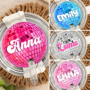 Disco Ball Custom Name Tumbler Name Tag, 30oz 40oz Custom Tumbler Plate Topper, Personalized Tumbler Tag For Her, Stanley Accessories Tag