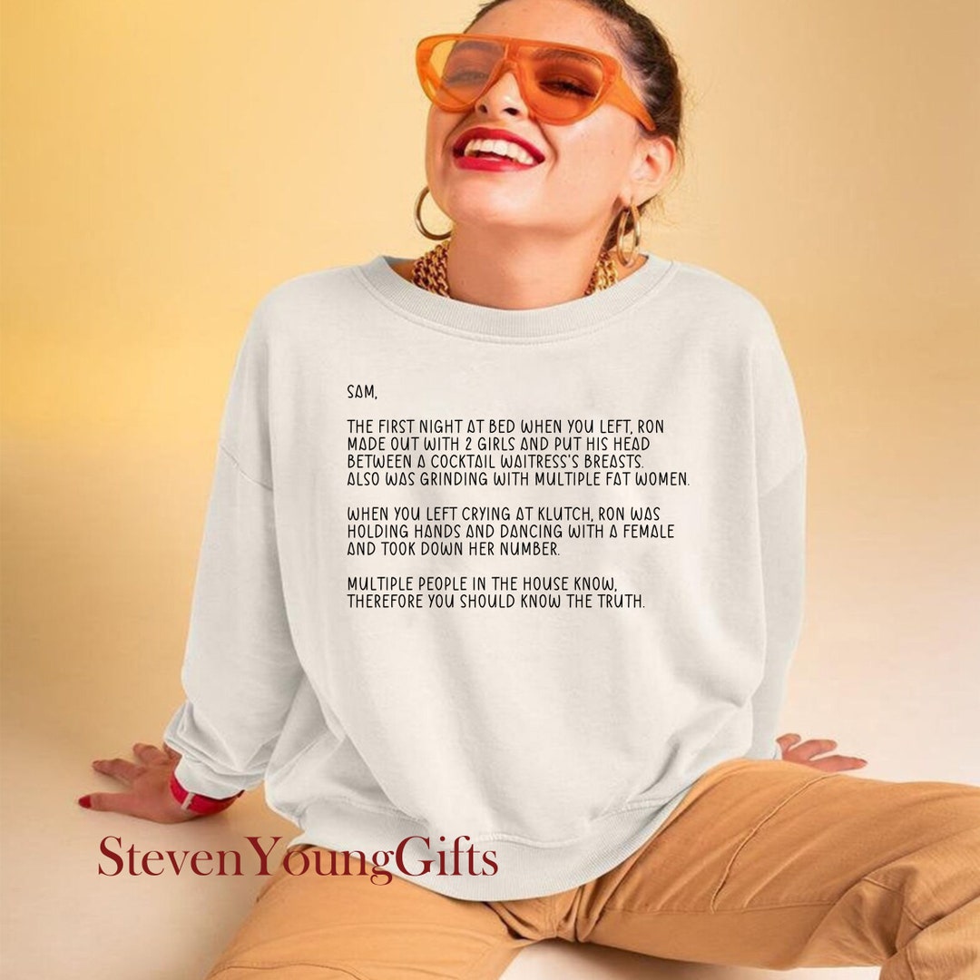 Jersey Shore Letter Shirt Anonymous Letter to Sammi Dear Sam Etsy