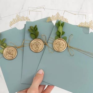 Acryluitnodiging met envelop en lakzegel Duidelijke huwelijksuitnodiging, luxe luxe huwelijksuitnodigingen