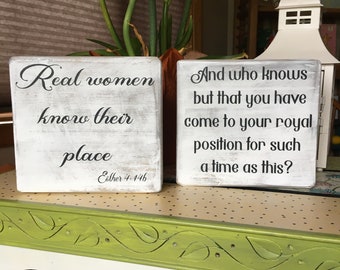 Real women know their place scripture shelf sitter