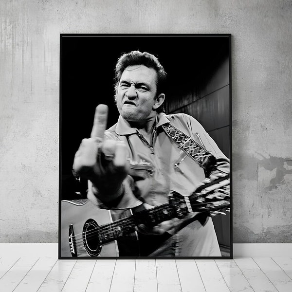 Johnny Cash Poster, Concert Poster,  Black and White, Johnny Cash Print, Vintage Wall Art, Country Music Poster, Wall Art, Canvas Art
