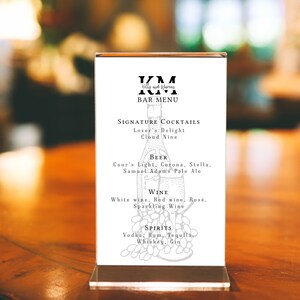 Bar Menu, Cocktail Menu, Signature Drink Sign, Signature Cocktail, Wedding Menu Sign, Modern Template, Initials with Names, Wine Background