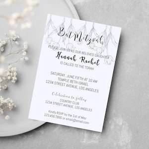 Bat Mitzvah Invitation, Editable Template, Digital Bat Mitzvah Invitation, Bohemian, Nature, Floral, Modern, Tulips, Digital Invite Template