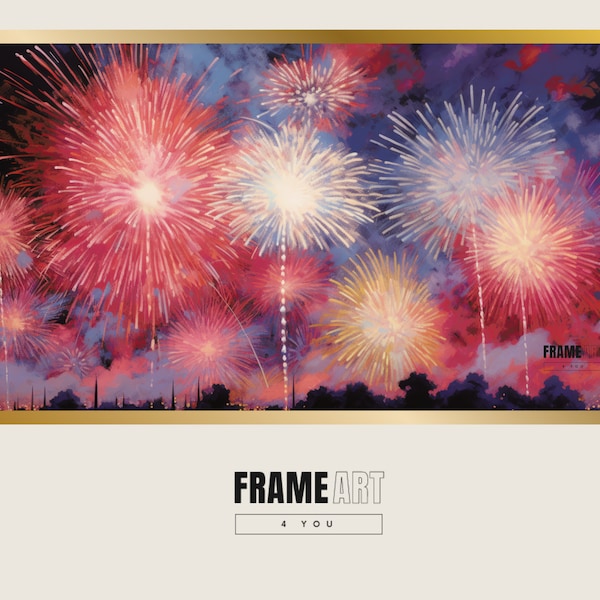 FRAME TV Art | 4th of July Fireworks Painting| Independence Day Firecracker Artwork | FrameTV Fourth of July | Minimalist Scandinavian
