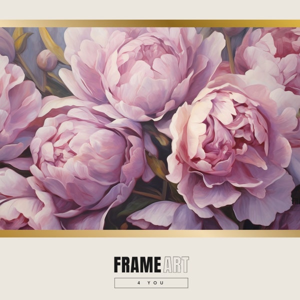 CADRE TV Art | Peinture à l'huile Pivoines roses Lay | Bégonias Camélias Hortensias | Paysage | Art numérique | Fleur | Fleuri | Oeuvre | CadreTv