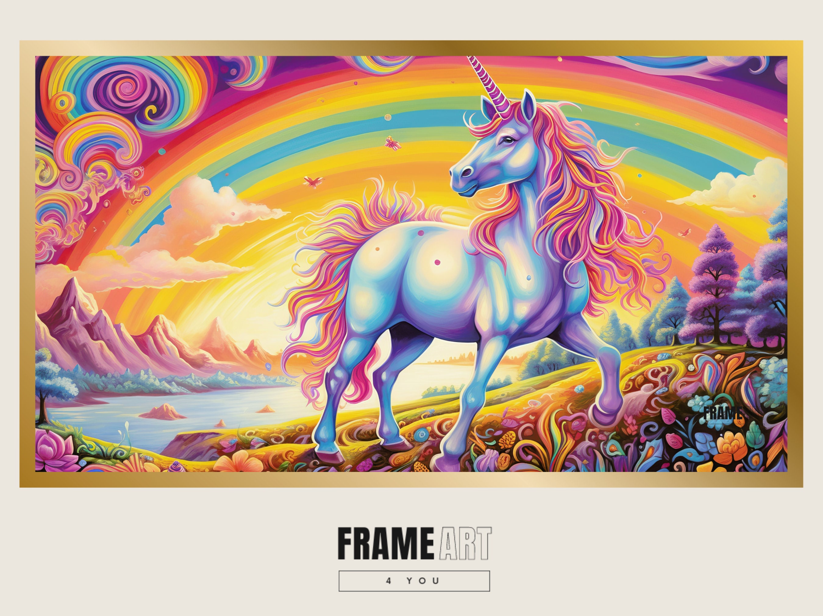 FRAME TV Art Unicorn Rainbow Lisa Frank Inspired Frame Tv Rainbow Colorful  Digital TV Art Instant Download 