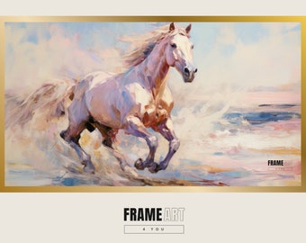 FRAME TV Arte / Cavallo / Pittura a olio Cavallo solitario che corre / Arte digitale Equestre / Opera d'arte del sud-ovest del Texas / Natura / Selvaggio / Bellezza
