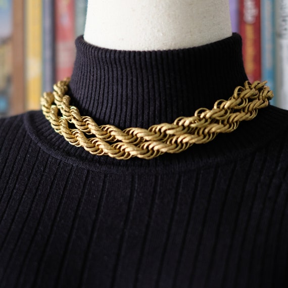 Vintage Miriam Haskell Gold Plated Etched Link Ch… - image 5
