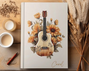 Blank Lyric Journal, Custom Songwriters Notebook, Personalized Acoustic Guitar Writing Music Notebook, Songwriting Lyrical Notebook