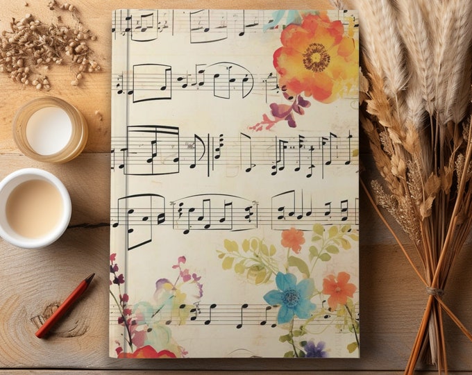 Blank Lyric Journal, Custom Songwriters Notebook, Personalized Floral Writing Music Notebook, Songwriting Lyrical Notebook