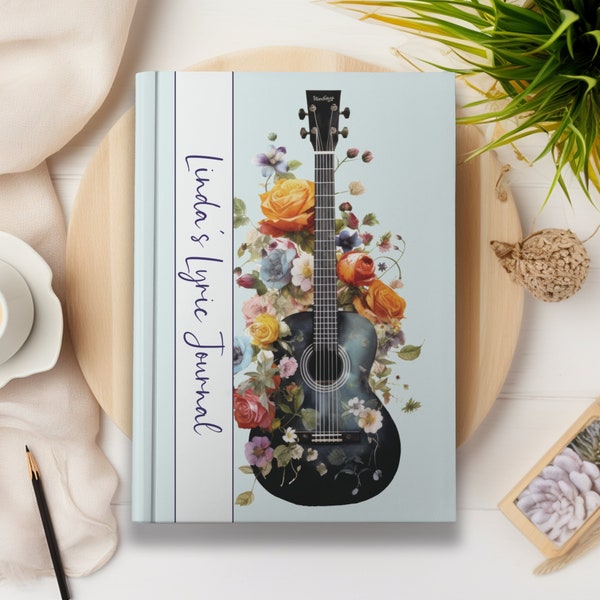 Blank Lyric Journal, Custom Songwriters Notebook, Personalized Acoustic Guitar Writing Music Notebook, Songwriting Lyrical Notebook