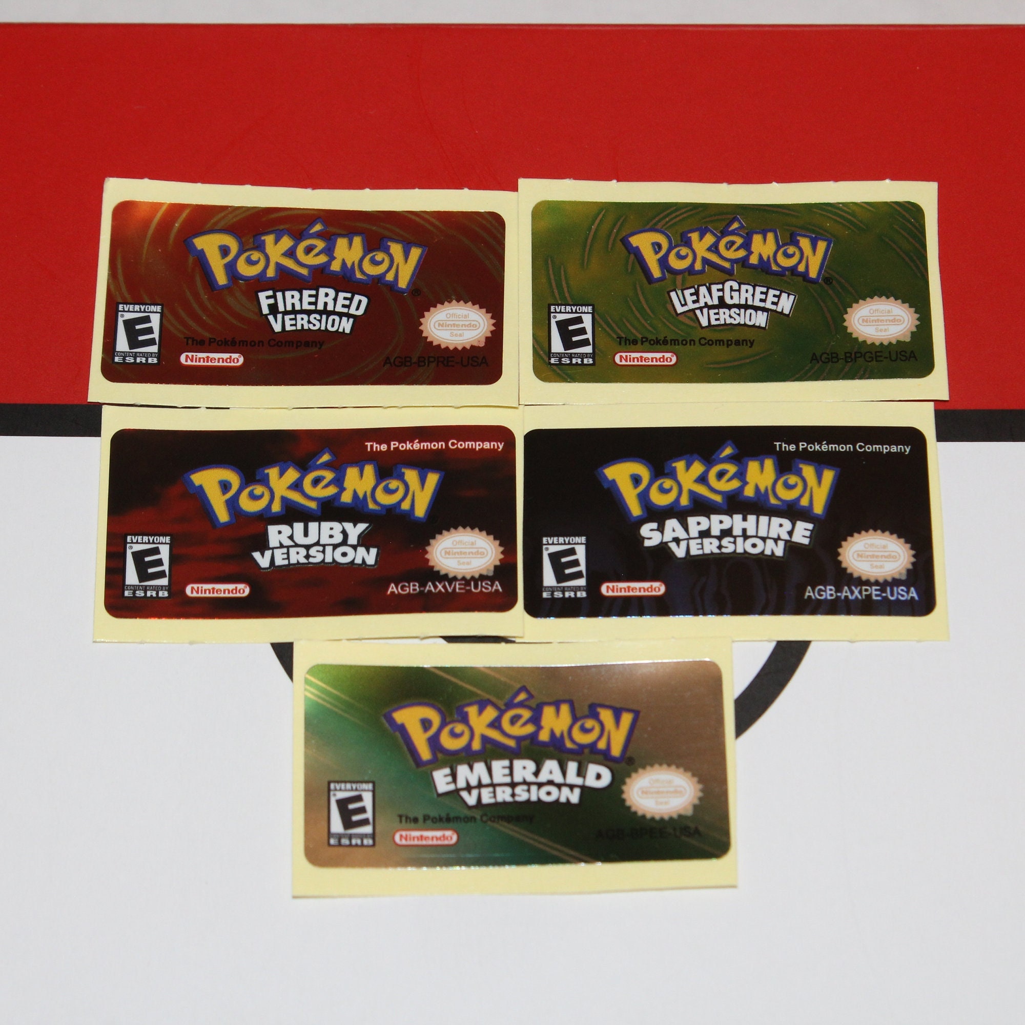 GBA Pokemon Fire Red Version Replacement Label Decal Foil Metallic