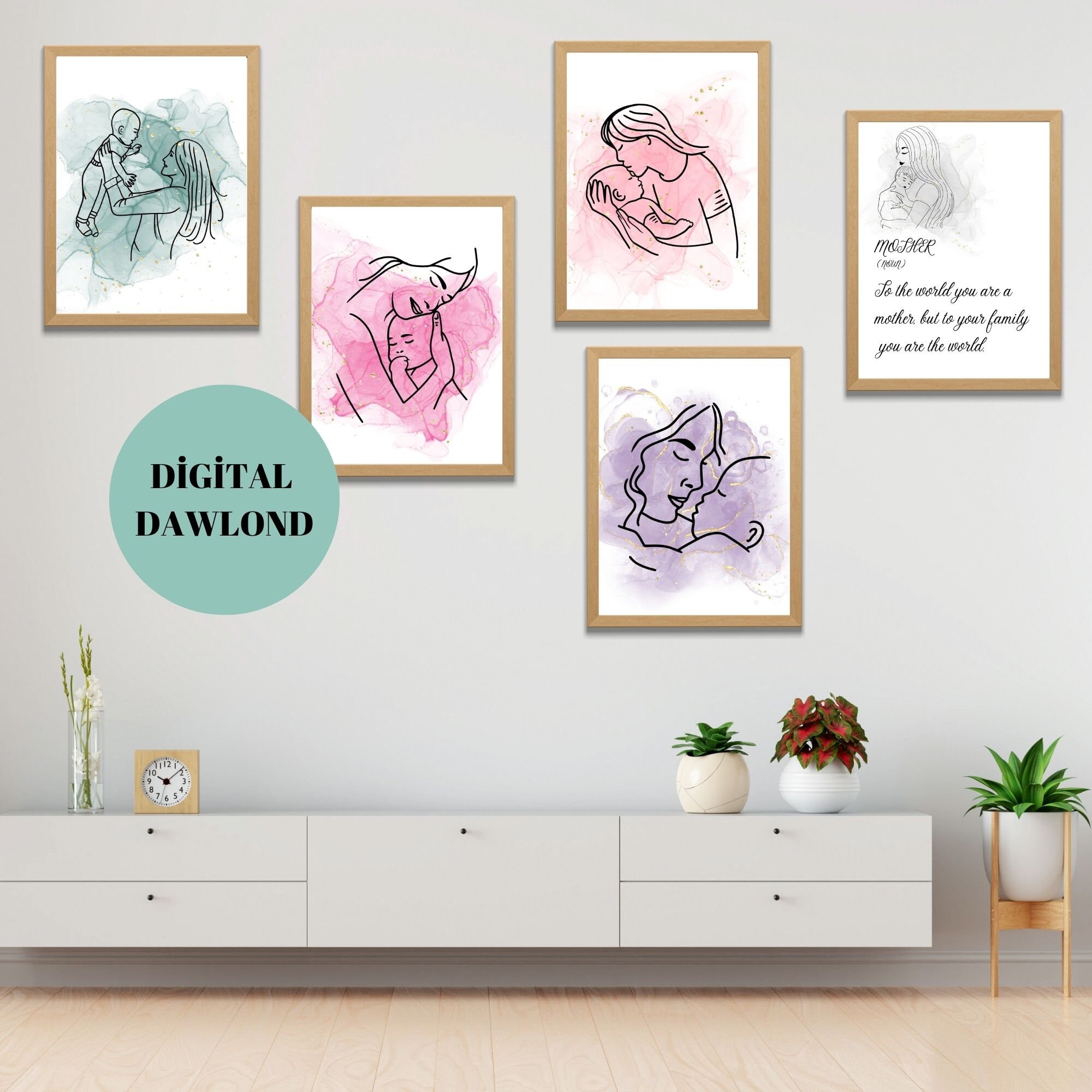 Happy Mother's Day, Minimalist Wall Art Prints, Mother's Day Gift, Wall
