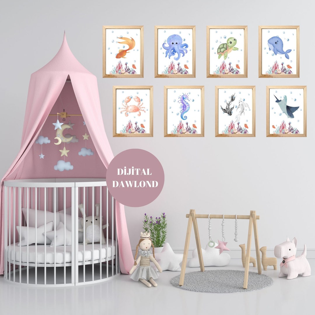 Kids Room Set Of, Nursery Printable, Baby Girl Room, Baby Boy Room ...