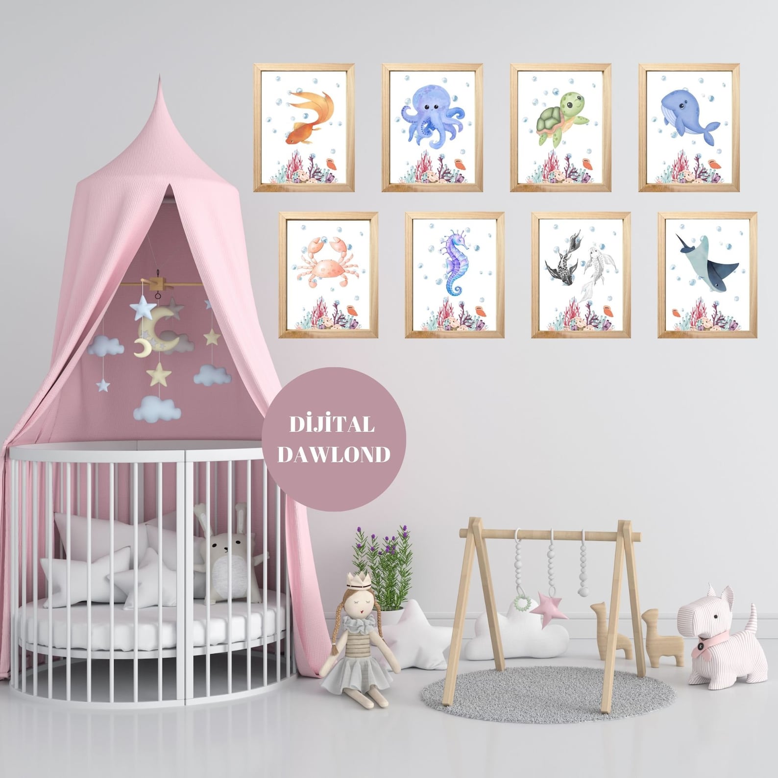 Kids Room Set Of, Nursery Printable, Baby Girl Room, Baby Boy Room