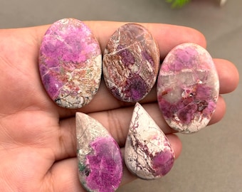 Natural Cobalto Calcite Cabochons, Mixed Shapes, Jewelry Making - 5pc Lot
