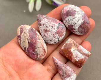 Cobalto Calcite Cabochons, Mixed Shapes, Gemstone Jewelry Making Lot of 5