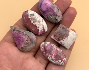 Cobalto Calcite Cabochons, Mixed Shapes, Gemstone Jewelry Making Lot of 5