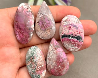 Cobalto Calcite Cabochons, Mixed Shapes, Gemstone Jewelry Making Lot of 5