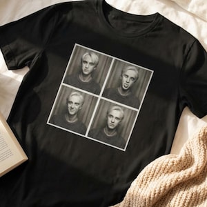 Draco Malfoy Vintage Photo Booth Shirt, Slytherin Aesthetic Tee, Wizard Fandom Shirt, Minimalist Draco Malfoy Tee, Harry Potter Fan Gift