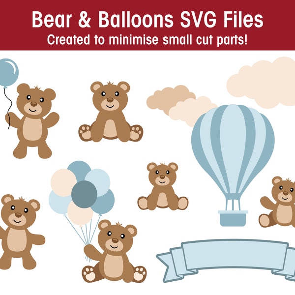 Bear Balloon and Hot Air Balloon Cake Topper SVG cricut files