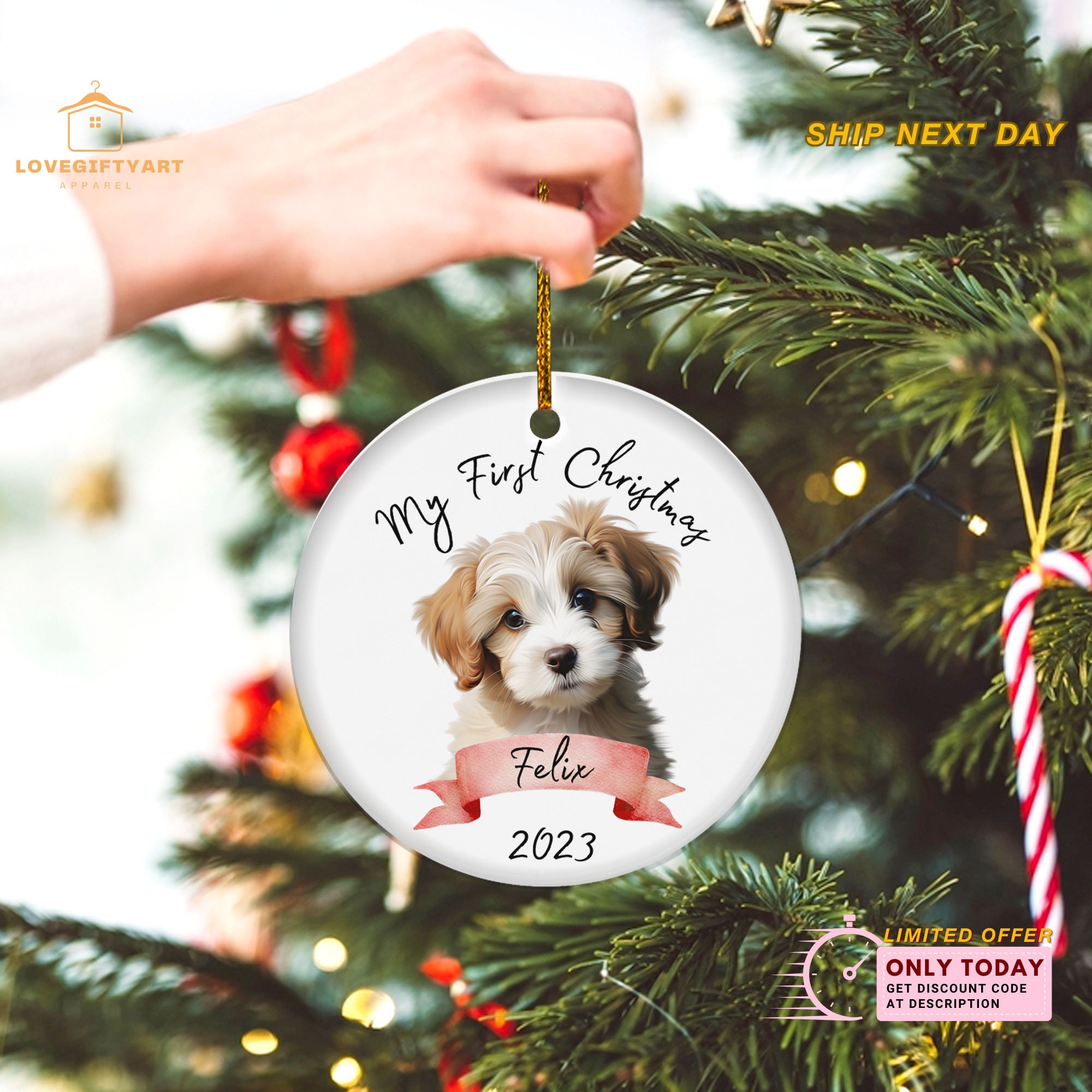 Personalized Dogs First Christmas Ornament, Dog Ornament Personalized