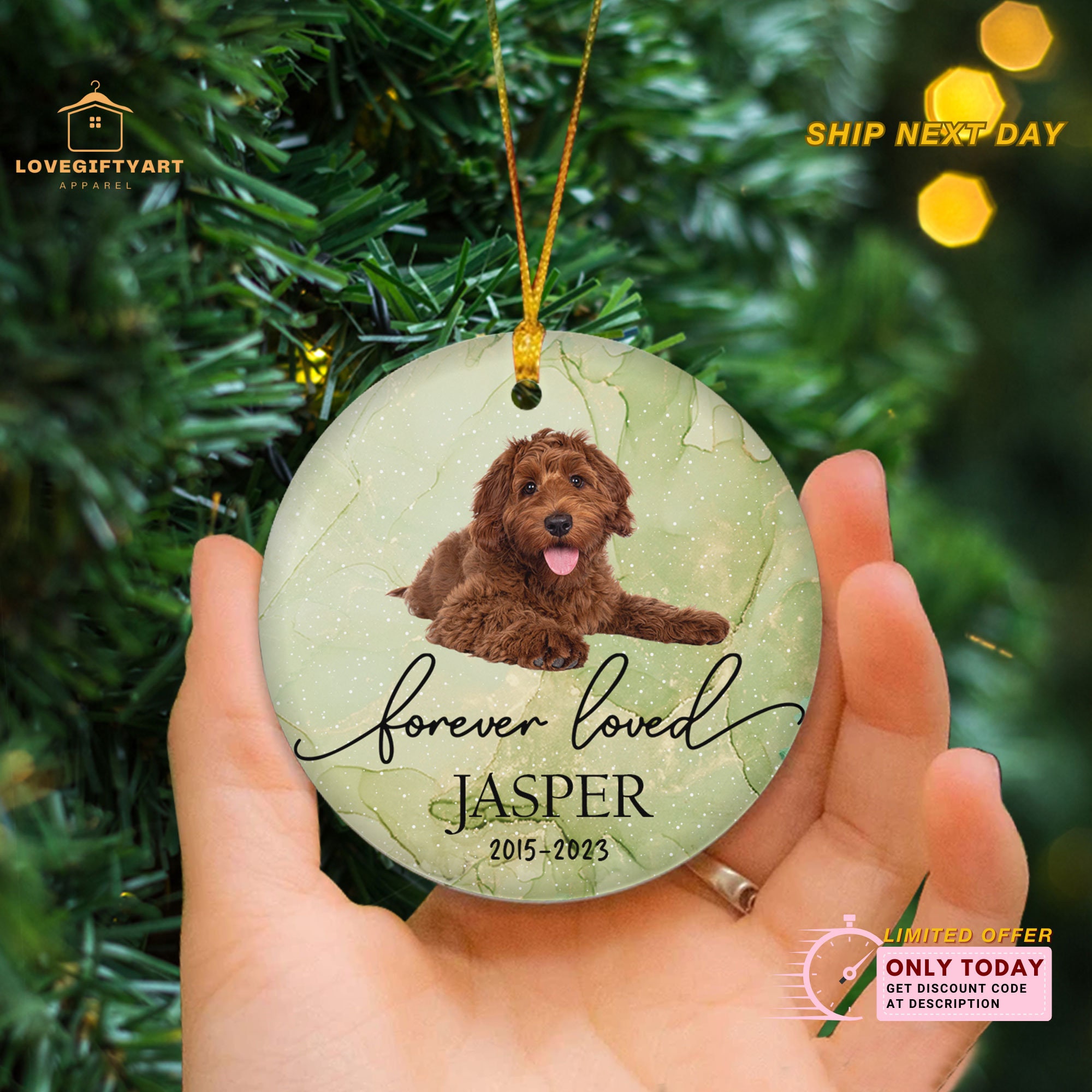 Personalized Pet Remembrance Christmas Ornament, Dog Memorial Ornament