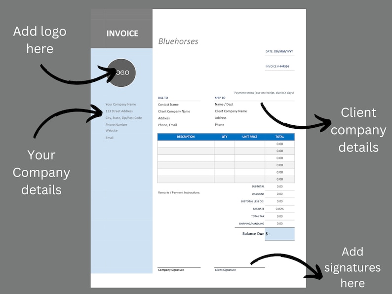 Invoice Signature Sample Printable Invoice Template | Editable Business Invoice | Modern Invoice ...