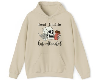 Dead Inside, But Caffeinated Halloween Fall Unisex Heavy Blend™ Hooded Sweatshirt