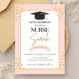 Nurse Graduation invitation digital Template, Graduation Party, Graduation Party Invitation, Custom Digital Invitation, Class of Nurse