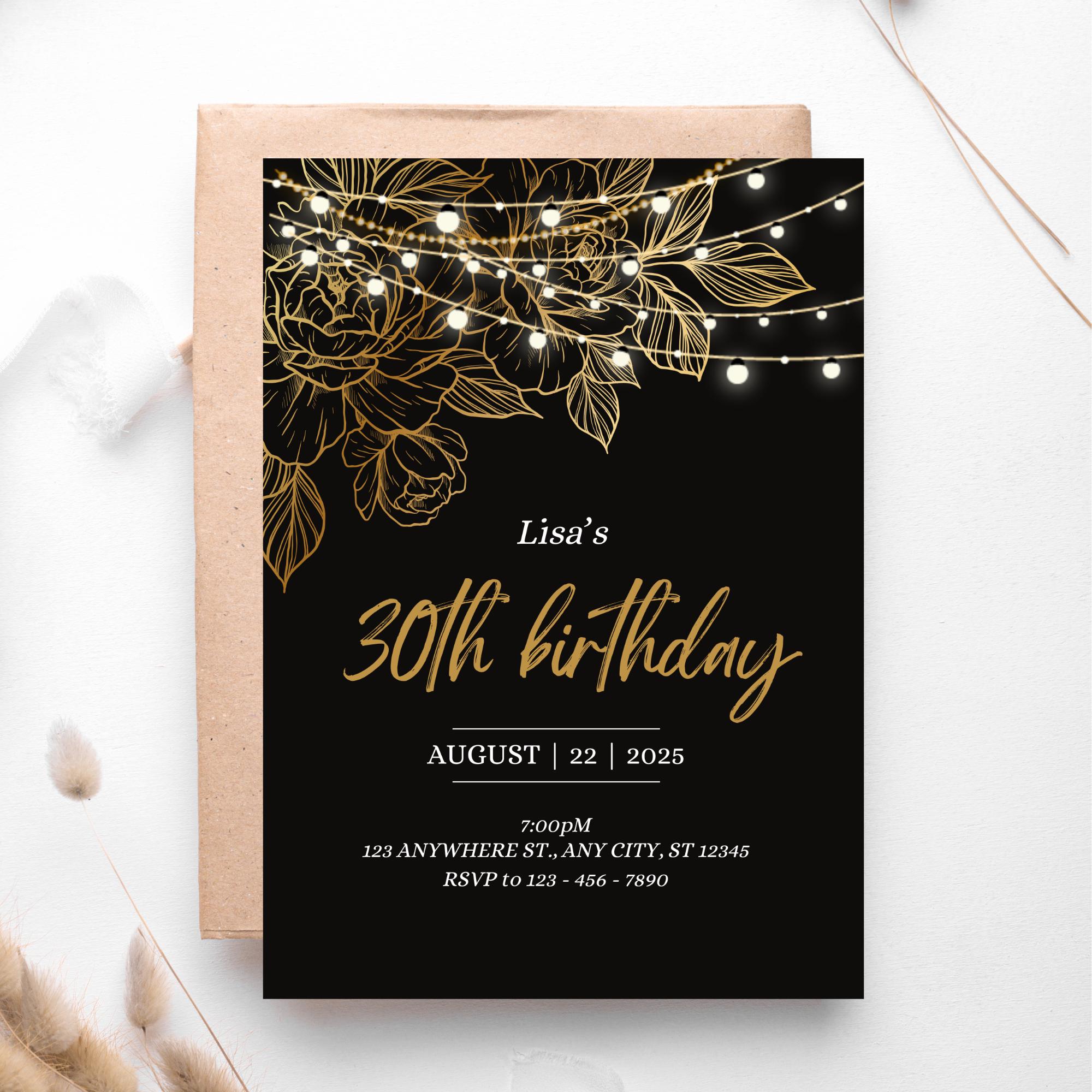 30th Birthday Invitation Template, Editable Party Card (digital ...