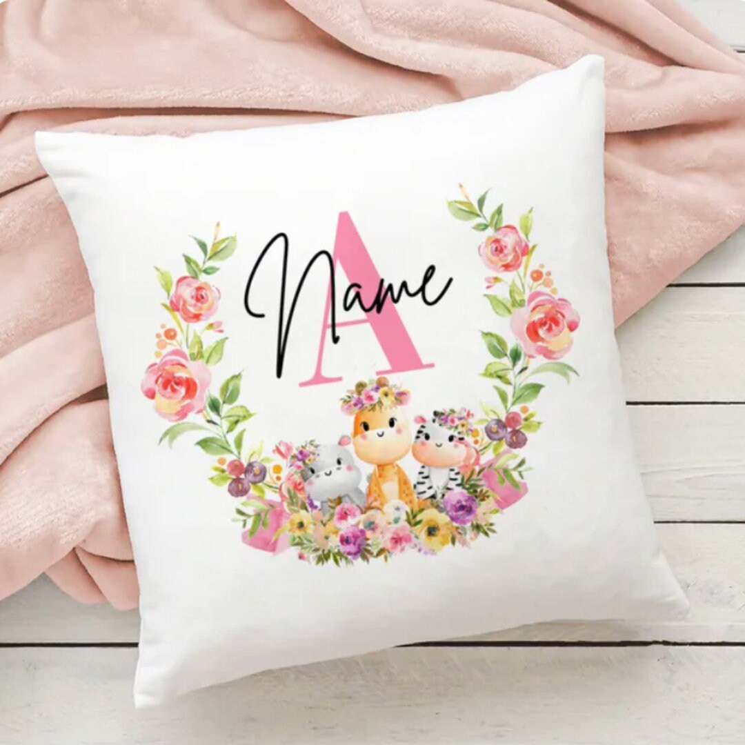 Personalized Pillow Case Animal With Name Pillow Cover Etsy