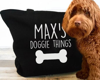 Personalized Doggie Things Tote Bag, Custom Dog Totes Personalized Dog Bag Dog Mom Mum, Bag Dog Park Bag Gift for Dog Mom