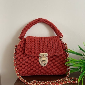 Brick red crochet shoulder bag/ handmade crochet shoulder bag/women bag/luxury bag/ evening bag/ knitted bag/hand bag/purse/gift for her