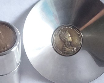 Vintage Carl Aubock Arthur Salm Stainless Steel Coin Bowl (Canister sold out)