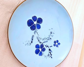 Enameled Copper Plate: MCM Floral Dish, Ring Bowl (6")