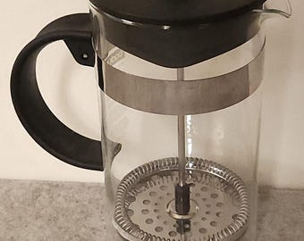 Vintage Bodum French Press: Glass & Black Coffee Brewer