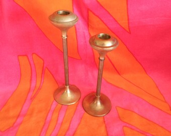 MCM Brass Candlesticks, Arabesque Graduated Set