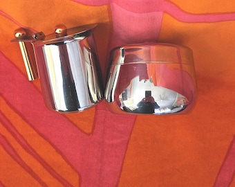Vintage Guido Bergna Sugar and Creamer Set – Chrome, 24K Gold Accents