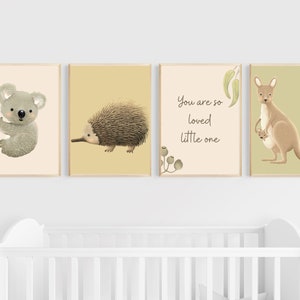 SET OF 5 Australian Animal Nursery Print | Children&#39;s Room | Nursery Wall Art | Children Toddler Playroom Sign Digital Download