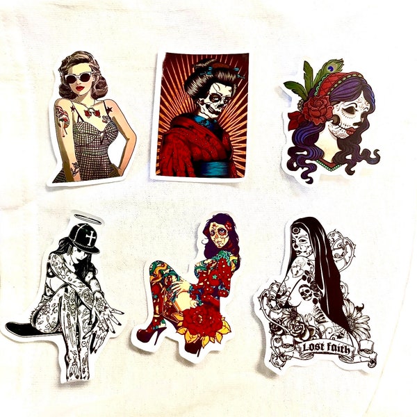 Sexy Goth Pinup Girl 6 Pack - Plus FREE SHIPPING!