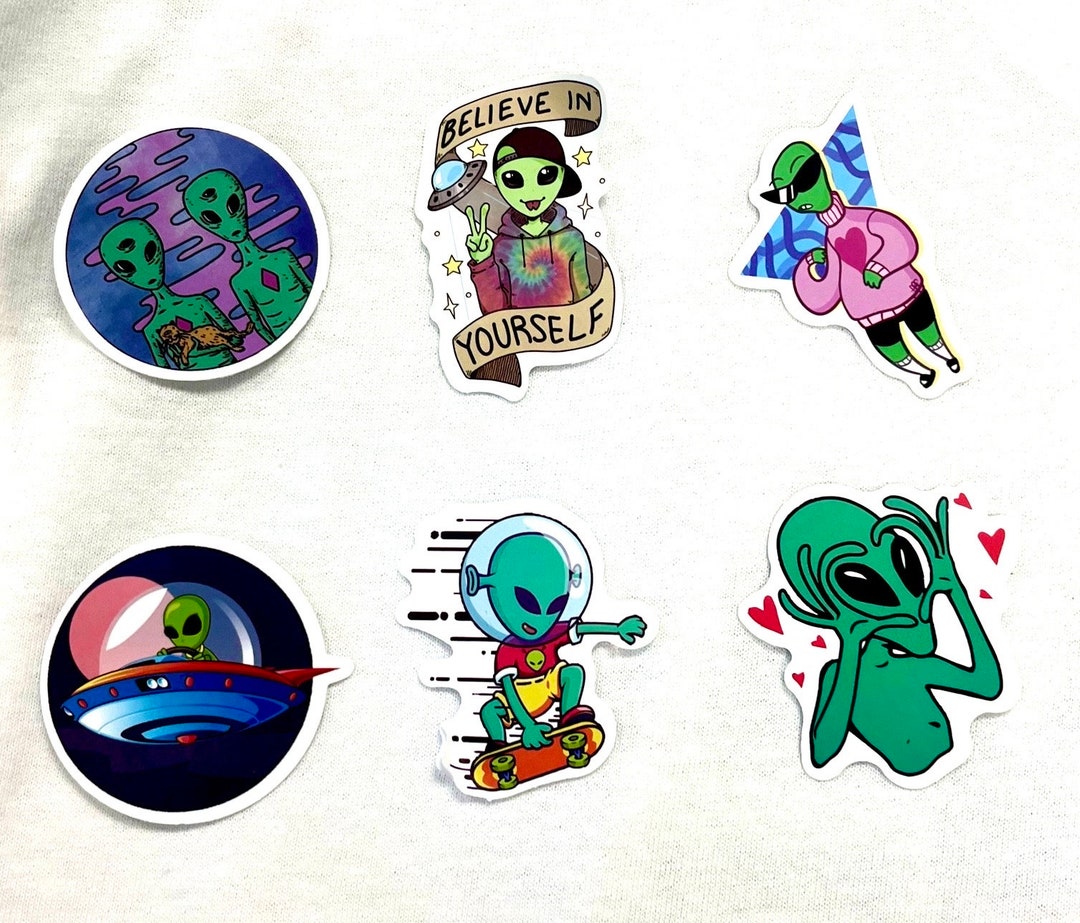 Alien Sticker 6 Pack - Plus FREE SHIPPING! - Etsy
