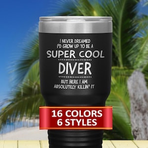Diver Travel Mug: Laser Engraved Stainless Steel Tumbler