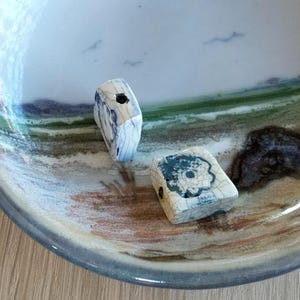 Rustic Crackle Glaze Blue Flower Ceramic Beads (Set of 2)