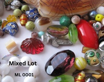 Bead Supplies, Craft Inspiration - Mixed Destash Vintage / New / Recycled Beads and Glass Cabochons, Jewelry & Creative Art Supplies.