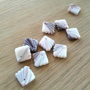 Vintage Czech Glass Fan Beads – Art Deco Jewelry Supplies 10 pieces