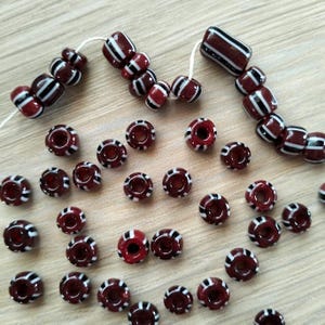 Czech Glass Striped Roller Beads Reddish Brown – Boho Jewellery 50 pieces