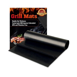 Grill Mats for Outdoor Grill Set of 8 Black Grill Tools BBQ Accessories  Non-Stick Heavy Duty Grilling Mats Teflon Grill Sheets for Charcoal Grill  Gas Electric Smokers Barbecue Camping RV Griller 
