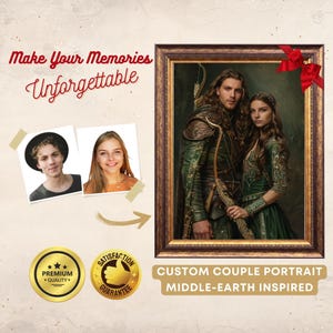 Custom Couple Portrait Middle Earth Style Fantasy Couple Portrait from Photo, Unique Gift Couple Idea, Personalized Fantasy digital portrait